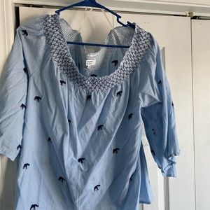 Elephant off the shoulder crown and ivy shirt